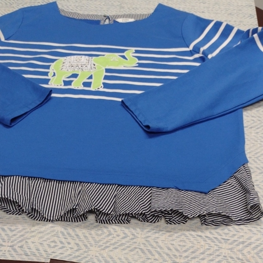 NEW Crown & Ivy Women's Blue and White Striped  with Elephant - Picture 7 of 16